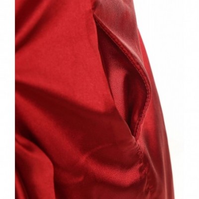 Robes Women Pure Color Short Satin Kimono Robe Silky Robe Satin Sleepwear - Red - C618A0IZXYE