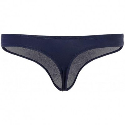 Bikinis Sexy ice Silk JJ Set Bikini Bullets Separated Breathable Men's Underwear - Navy - C318Y6UTZ4Z