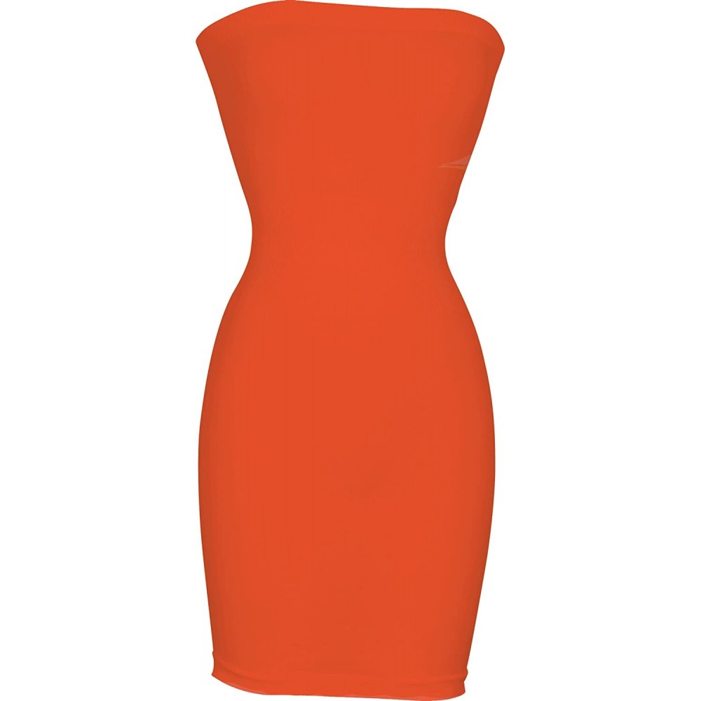 Shapewear Seamless Smoother Tube Slip Dress - Neon-orange - C111JGT5P8F