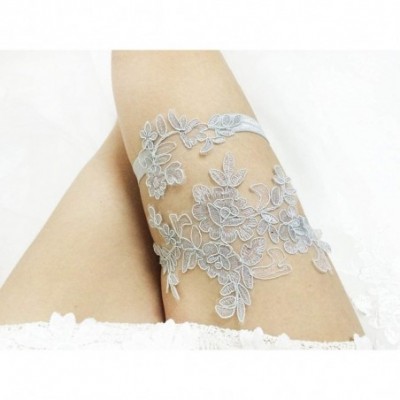 Garters & Garter Belts Luxury Lace Wedding Garter Set for Bride Rhinestones Bridal Garters - 4-light Gray - CM18H87N30I