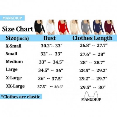 Shapewear Women's Scoop Neck Long Sleeve Basic Bodysuits Jumpsuits - White - C918ZY76XDS