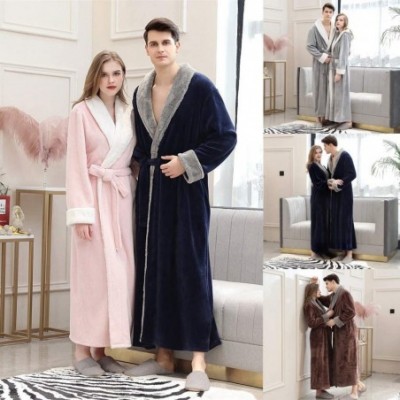 Robes Winter Thicken Fleece Splice Robe Bathrobe Womens Warm Comfy Attractive Gown Pajamas Sleepwear - X1-navy - C618AT9N6ZY