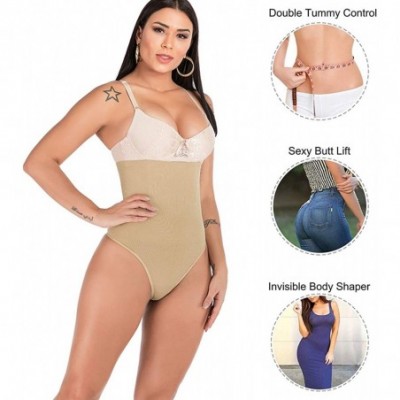 Shapewear Women High Waist Cincher Girdle Tummy Slimmer Sexy Thong Panty Shapewear - Beige - C518HGM7D48