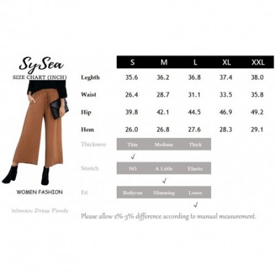 Bottoms Womens Wide Leg Capri Pants Elastic High Waisted Flowy Casual Culottes Summer Pant - Khaki - CQ190RK2TOE