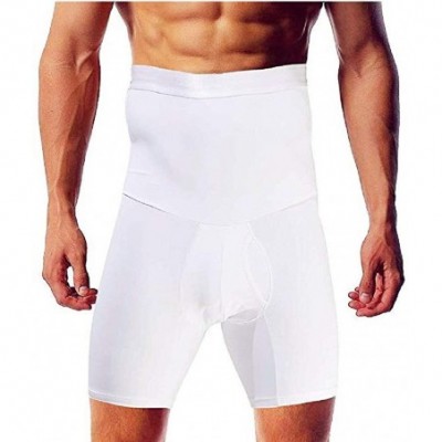 Shapewear Men Controls Abdomen High Waist Slimming Tummy Abs Body Shaper Belly Girdle Boxer Brief - White - C018HQ75OHN