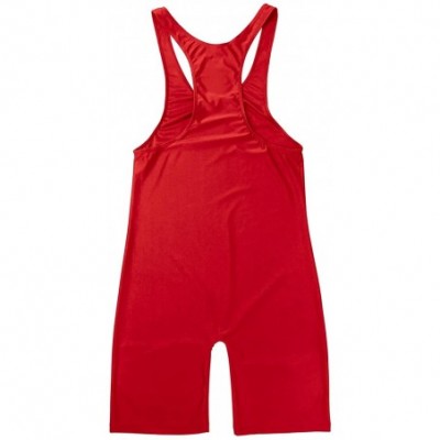 Boxer Briefs Men's Modified Jumpsuit One Piece Tank Top Leotard Wrestling Singlet Bodysuit Biketard - Red - CY18EX58AIA