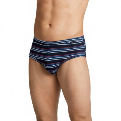 Briefs Men's Underwear Elance Poco Brief - 2 Pack - Navy & Cerise Red Joy Stripe - CZ18UQITGRH