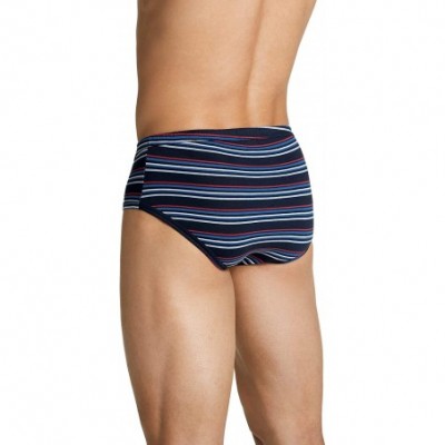 Briefs Men's Underwear Elance Poco Brief - 2 Pack - Navy & Cerise Red Joy Stripe - CZ18UQITGRH