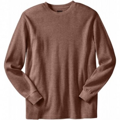 Thermal Underwear Men's Big & Tall Waffle-Knit Thermal Crewneck Tee Long Underwear Top - Heather Brown (0802) - C518TGERM78