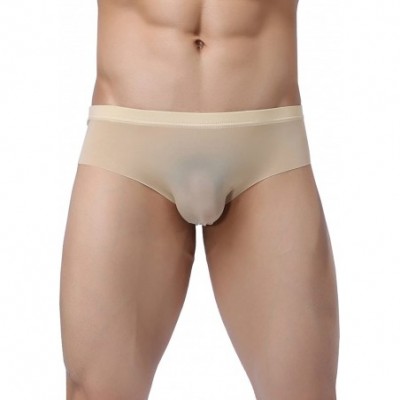 Briefs Mens Traceless Underwear Ice Silk Briefs - 4-pack Khaki - CU185N6KW5U