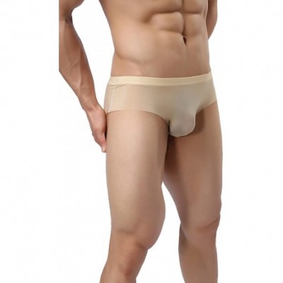 Briefs Mens Traceless Underwear Ice Silk Briefs - 4-pack Khaki - CU185N6KW5U