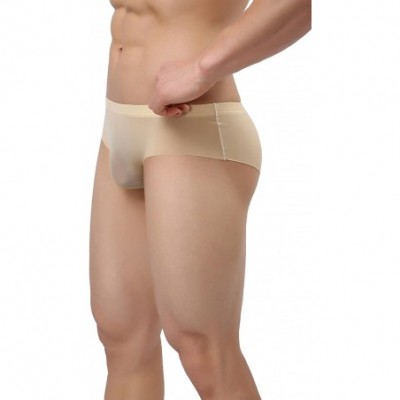 Briefs Mens Traceless Underwear Ice Silk Briefs - 4-pack Khaki - CU185N6KW5U