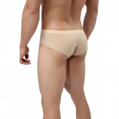 Briefs Mens Traceless Underwear Ice Silk Briefs - 4-pack Khaki - CU185N6KW5U