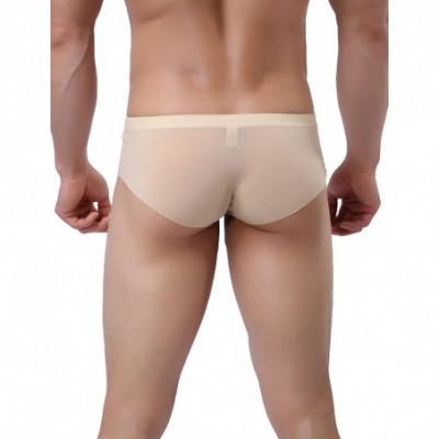 Briefs Mens Traceless Underwear Ice Silk Briefs - 4-pack Khaki - CU185N6KW5U