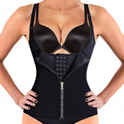 Shapewear Latex Waist Trainer Corset for Women - Hourglass Waist Cincher for Women with Zipper for Weight Loss - Black - CG19...