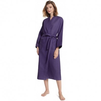 Robes Women's Waffle Robe Lightweight Kimono Unisex Spa Robes Cotton Bathrobes for Hotel Hot Tube- Mid Calf Length Loungewear...