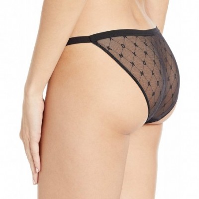 Panties Women's Monogram Mesh String Bikini Panty - Black - C118HMTX5R7