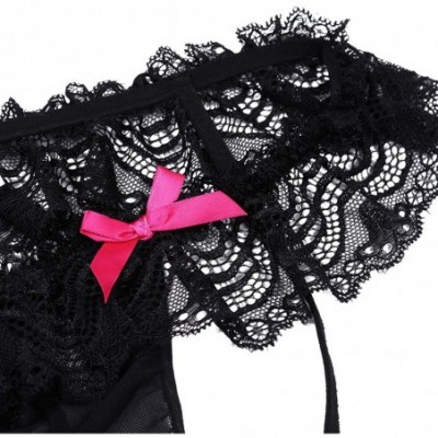 G-Strings & Thongs Men Sexy Black See Through Lace Thongs Briefs G-Strings Sissy Panties Open Jockss Hot Underwear - Black - ...