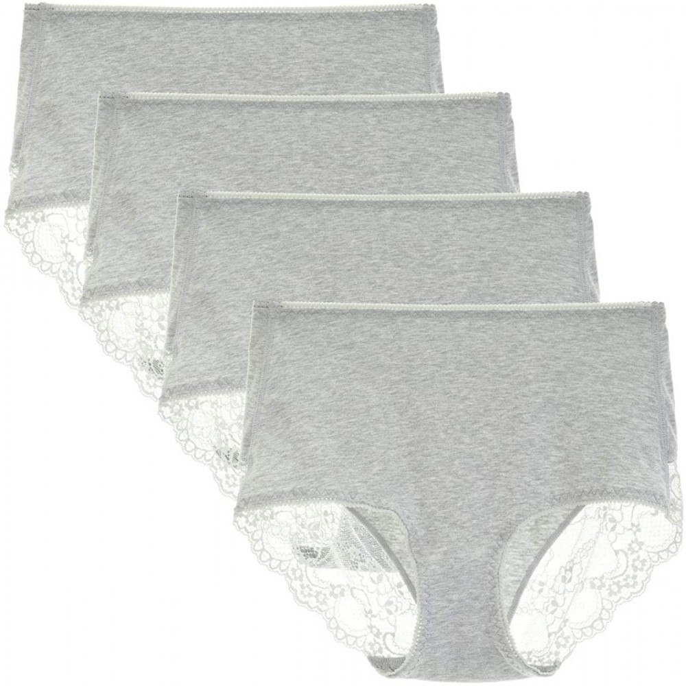 Panties Women's Comfort Cotton Lace Coverage Full Rise Briefs Underwear - Heather Grey - C0197T4LM06