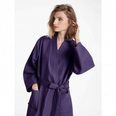 Robes Women's Waffle Robe Lightweight Kimono Unisex Spa Robes Cotton Bathrobes for Hotel Hot Tube- Mid Calf Length Loungewear...