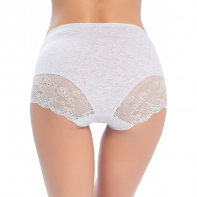 Panties Women's Comfort Cotton Lace Coverage Full Rise Briefs Underwear - Heather Grey - C0197T4LM06