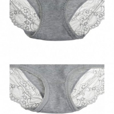 Panties Women's Comfort Cotton Lace Coverage Full Rise Briefs Underwear - Heather Grey - C0197T4LM06