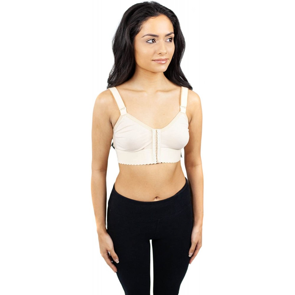 Bras Front Closure Bra Post Surgery Compression Bra Bralette Wirefree Bra (S30) - Beige - C218E3MN732