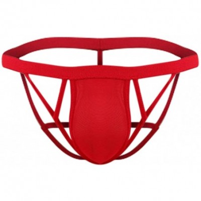 G-Strings & Thongs Men's Sexy Stretch G-String Mesh Thongs Lingerie Micro Thong Briefs Underwear - Red - C1196HED7TH