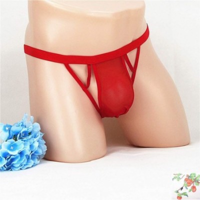 G-Strings & Thongs Men's Sexy Stretch G-String Mesh Thongs Lingerie Micro Thong Briefs Underwear - Red - C1196HED7TH