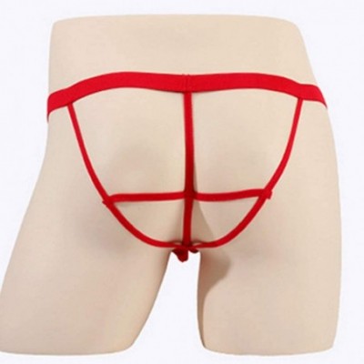 G-Strings & Thongs Men's Sexy Stretch G-String Mesh Thongs Lingerie Micro Thong Briefs Underwear - Red - C1196HED7TH