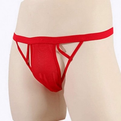 G-Strings & Thongs Men's Sexy Stretch G-String Mesh Thongs Lingerie Micro Thong Briefs Underwear - Red - C1196HED7TH