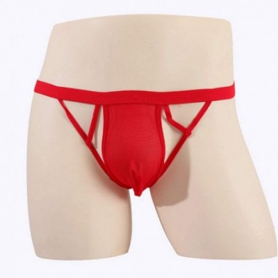 G-Strings & Thongs Men's Sexy Stretch G-String Mesh Thongs Lingerie Micro Thong Briefs Underwear - Red - C1196HED7TH