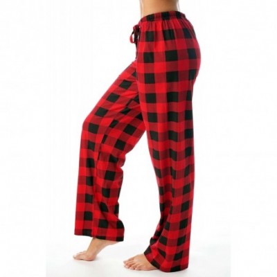 Bottoms Women Buffalo Plaid Pajama Pants Sleepwear - Red Black Buffalo Plaid - C418DCMW468