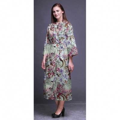 Robes Printed Crossover Robes Bridesmaid Getting Ready Shirt Dresses Bathrobes for Women - Pink - CY18T03HIUZ