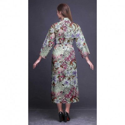 Robes Printed Crossover Robes Bridesmaid Getting Ready Shirt Dresses Bathrobes for Women - Pink - CY18T03HIUZ