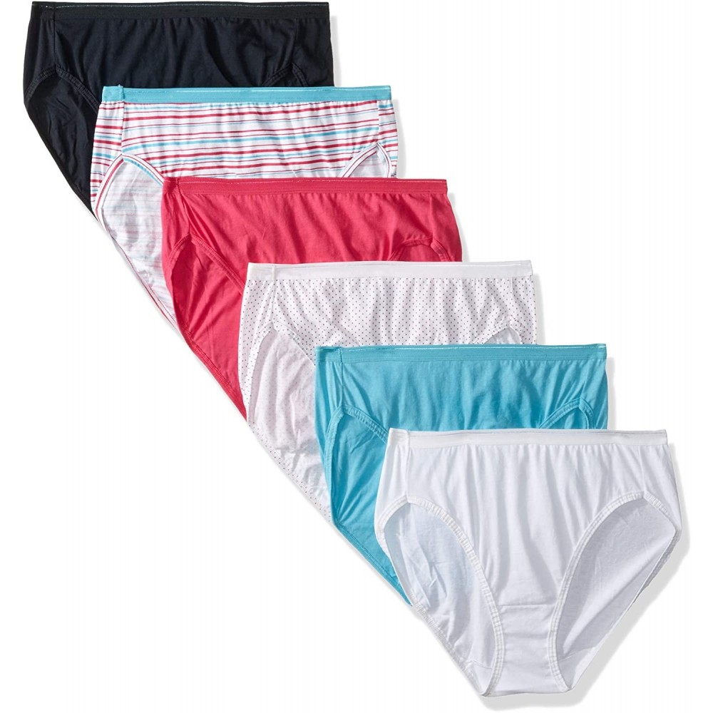 Panties Women`s 6pk Assorted Cotton Hi-Cut Panties- FTL-6DHICAS- 6 - CV18HYDXQAS