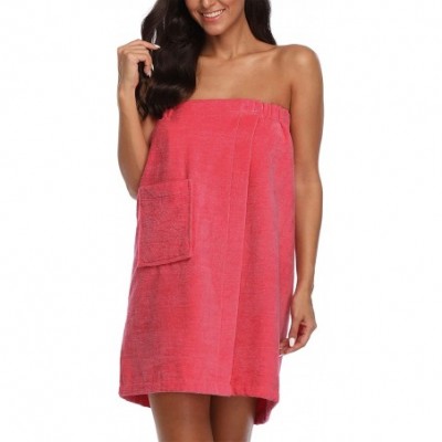 Robes Lightweight Cotton Spa/Bath Wrap with Adjustable Closure For Women - Hot Pink - C7190MEXY55