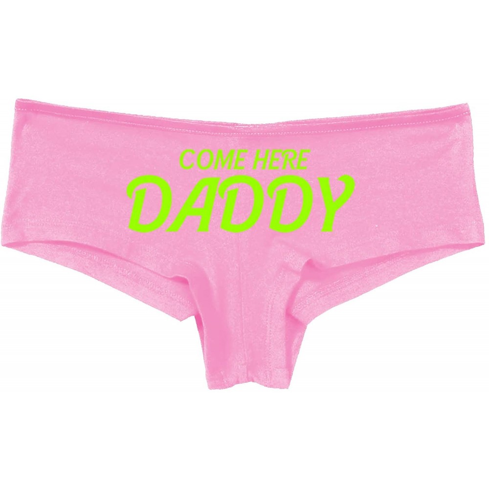 Panties Come Here Daddy DDGL BDSM Obedient Pink Boyshort Panties - Lime Green - CQ1958D7K0M