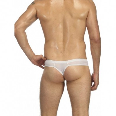 G-Strings & Thongs Mens 3 Pack Nylon Thongs G-String Underwear Breathable Panty Comfort Quick-Drying T-Back-White-L - C9199E0...