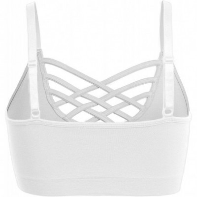 Bras Womens Comfort Cami Crop Top Seamless Crisscross Front Strappy NO Padded Bralette Sports Bra Top (S~3XL) - Np62-white - ...