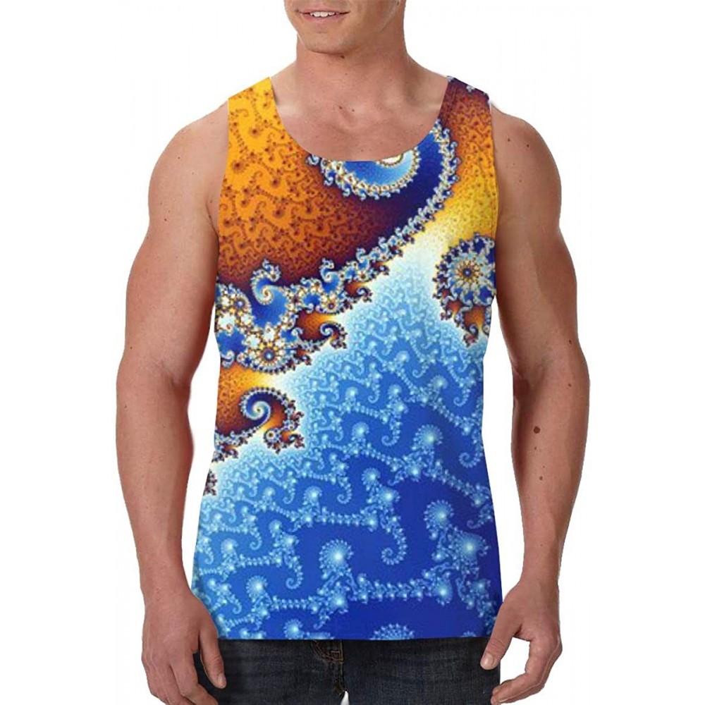 Undershirts Men's Soft Tank Tops Novelty 3D Printed Gym Workout Athletic Undershirt - Spiral Fractal Tie Dye Octopus - CT19D8...