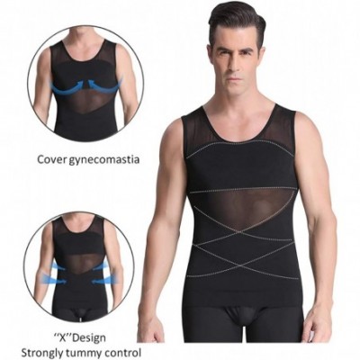 Shapewear Mens Shapewear Tank Top Lumbar Back Support Liposuction Compression Garment Control Top Underwear - Black-sleeveles...