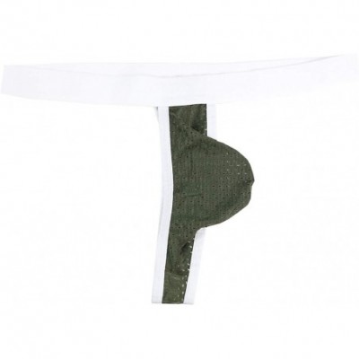 G-Strings & Thongs Men's Underwear Low Waist Seamless Mesh Sexy Thong - Army Green - CS193UOSSTG