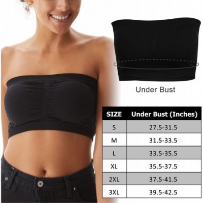 Bras Women's Bandeau Bra Basic Layering Seamless Bra Crop Tube Top Bandeau Strapless Brarette-1-4 Pack - 2xgrey Lace+black Se...