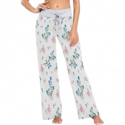 Bottoms Women's Comfy Casual Pajama Pants Wild Flower Pattern Drawstring Palazzo Lounge Pants Wide Leg - Multicolor - CD19CSR...