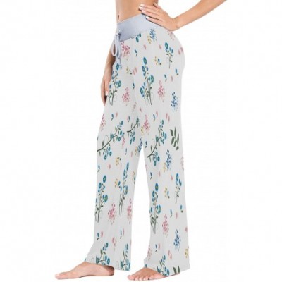 Bottoms Women's Comfy Casual Pajama Pants Wild Flower Pattern Drawstring Palazzo Lounge Pants Wide Leg - Multicolor - CD19CSR...