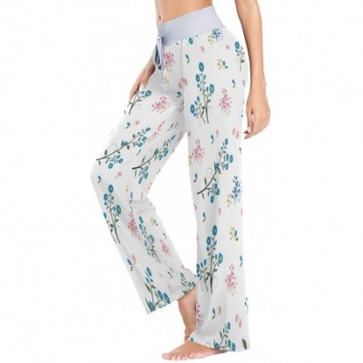 Bottoms Women's Comfy Casual Pajama Pants Wild Flower Pattern Drawstring Palazzo Lounge Pants Wide Leg - Multicolor - CD19CSR...