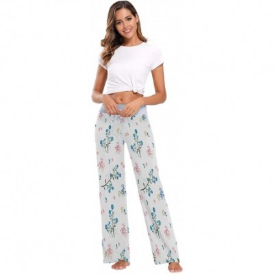 Bottoms Women's Comfy Casual Pajama Pants Wild Flower Pattern Drawstring Palazzo Lounge Pants Wide Leg - Multicolor - CD19CSR...