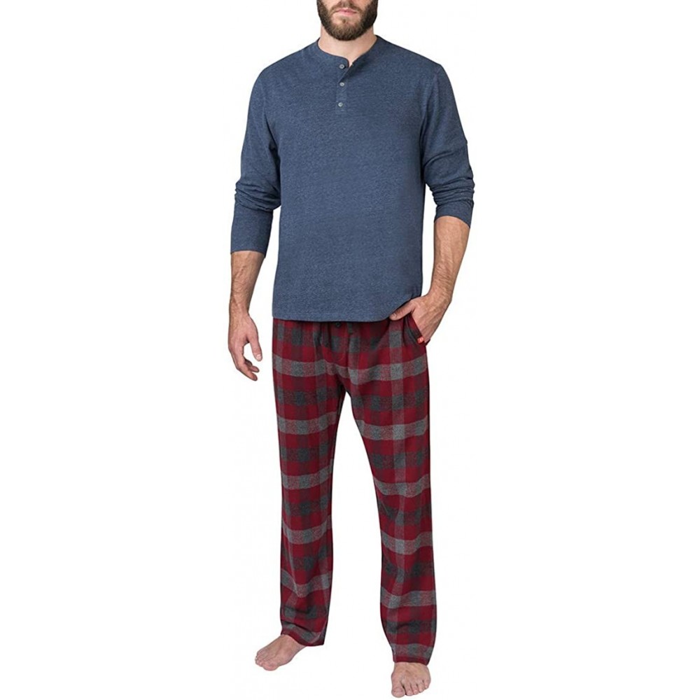 Sleep Sets American Outdoorsman Men's Sleep Set - Combo1 (Indigo Heather& Red Charcoal) - CO18ALY0HLW