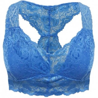 Camisoles & Tanks New Women Plus Size Vest Crop Wire Free Bra Lingerie Sexy V-Neck Underwear S-3XL - Blue - CZ199UU632Q